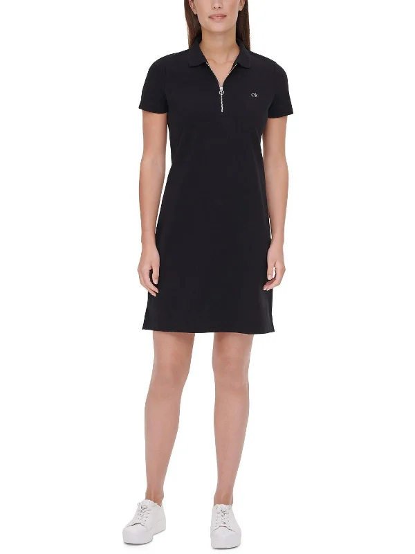 Womens Zip Neck Polo Athletic Dress Sleeveless unclassified dresses