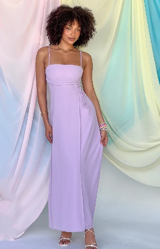 Flossie Lilac Maxi Sleeveless Dress Long Floral Skirt