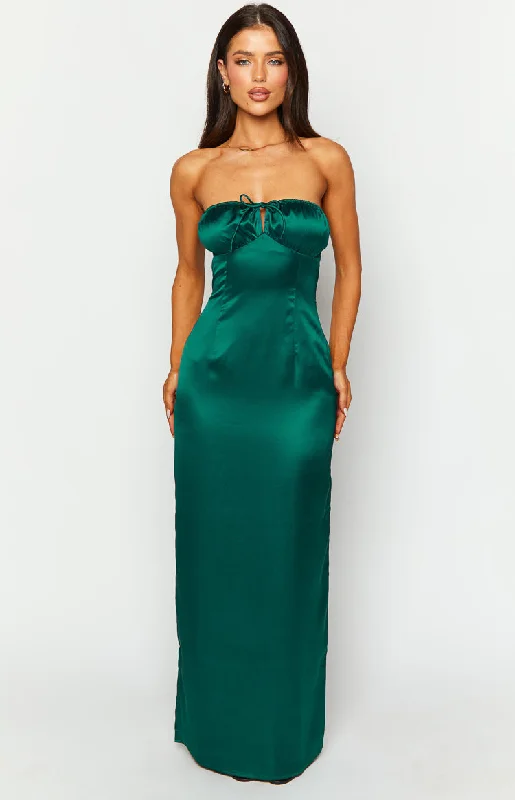 Soph Emerald Maxi Dress Front Slit Maxi