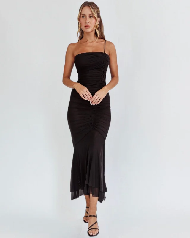 APRYL MIDI DRESS -BLACK Trendy Midi Look