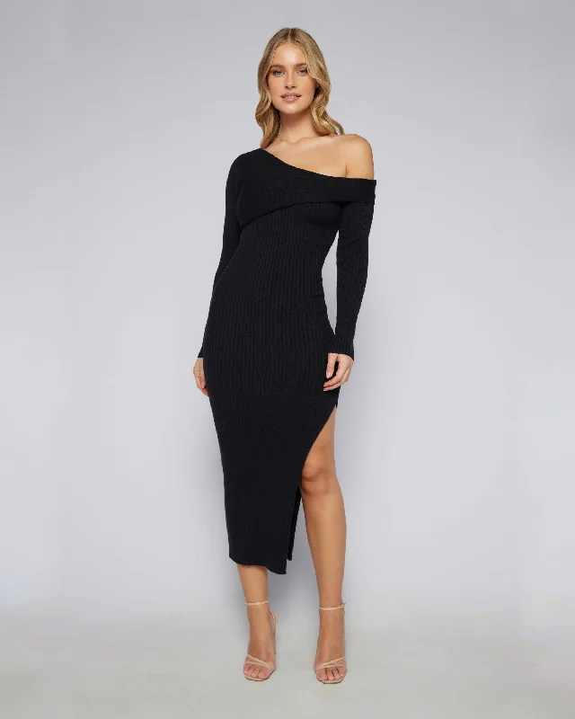 ASOLIN MIDI DRESS -BLACK Tulle A-line Skirt