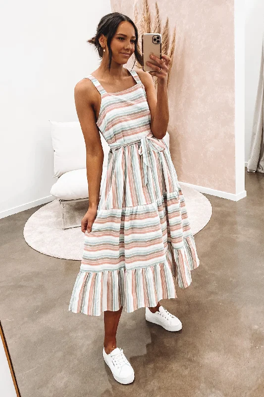 Dustin Midi Dress Multi Stripe Wrap Midi Skirt