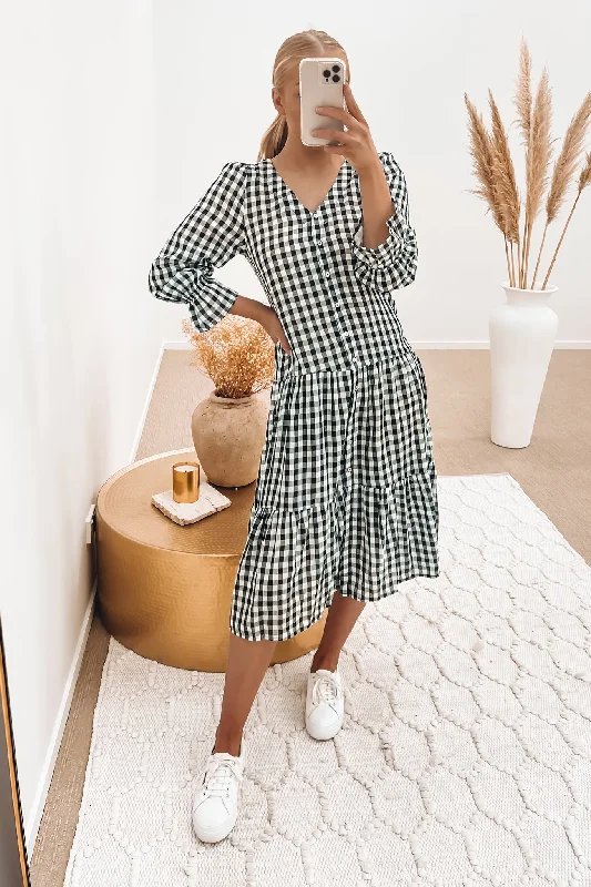 Meeka Midi Dress Black Check Tartan Midi Skirt