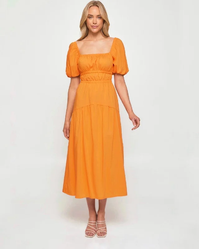 MIMI MIDI DRESS -ORANGE Midi Skirt Style