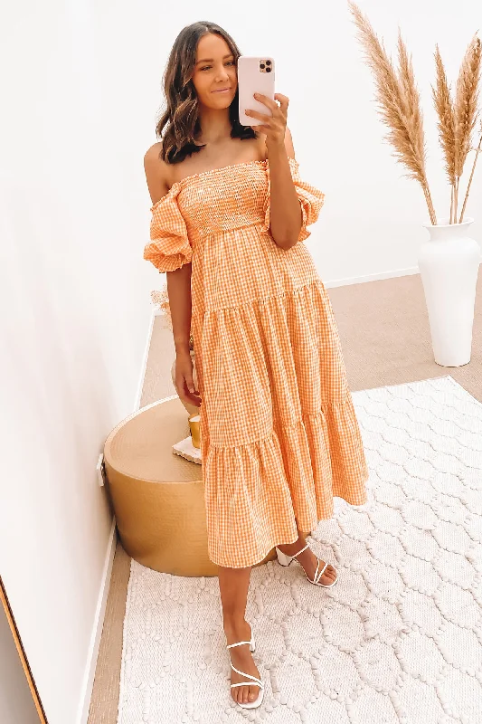 Stevie Midi Dress Orange Long Midi Skirt